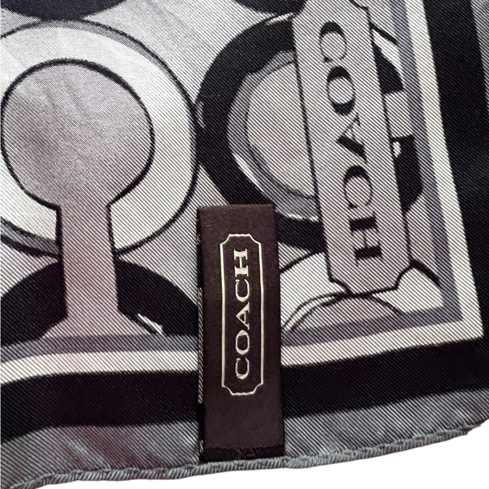 Coach Black and Gray Patterned vintage silk scarf - Picture 4 of 5